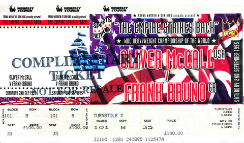 Oliver McCall-Frank Bruno Official Onsite Boxing Ticket (1995)