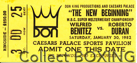 Roberto Duran-Wilfred Benitez Onsite Stubless Ticket (1982)