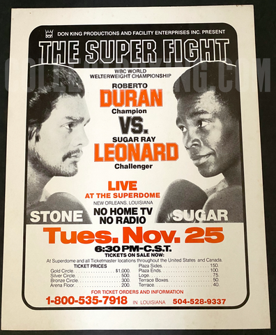 LEONARD, SUGAR RAY / ROBERTO DURAN II POSTER 1980