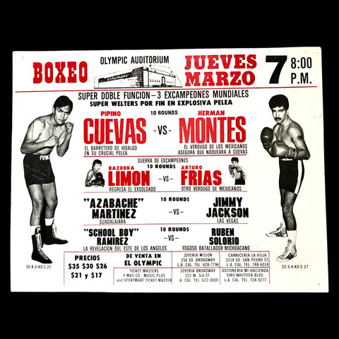 PIPINO CUEVAS VS HERMAN MONTES ON SITE POSTER 1985