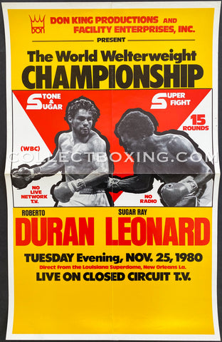 SUGAR RAY LEONARD VS ROBERTO DURAN II CLOSED CIRCUIT POSTER (1980)