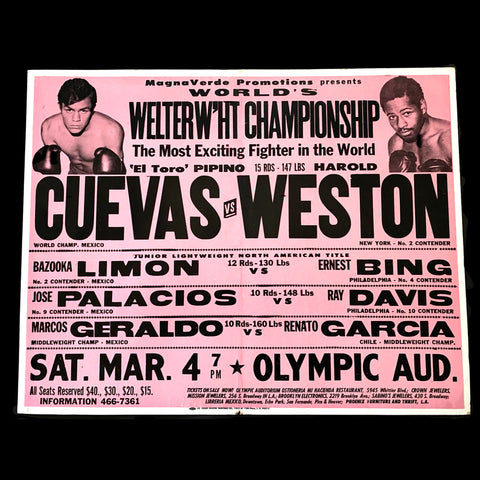 PIPINO CUEVAS VS HAROLD WESTON ON SITE POSTER 1978