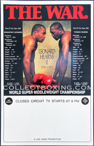 LEONARD, SUGAR RAY / THOMAS HEARNS II CLOSED CIRCUIT POSTER 1989