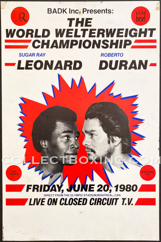 DURAN, ROBERTO / SUGAR RAY LEONARD CLOSED CIRCUIT POSTER 1980